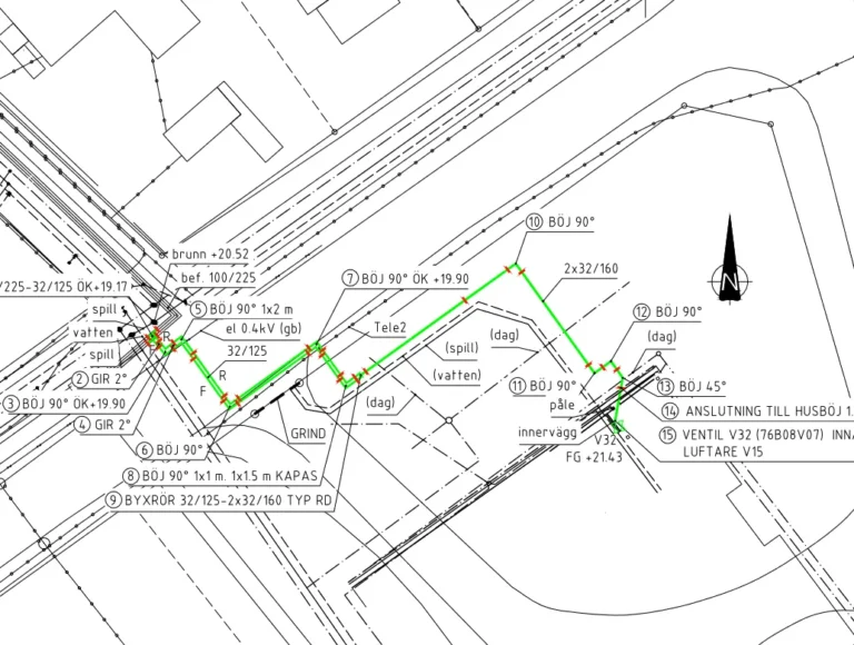 Utsättning - Fjärrvärme ritning - Mätprisma